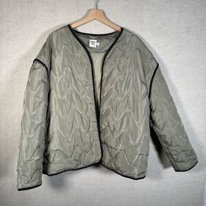 Princess Polly Quilted Open Army Green Jacket Oversized Coat US 10